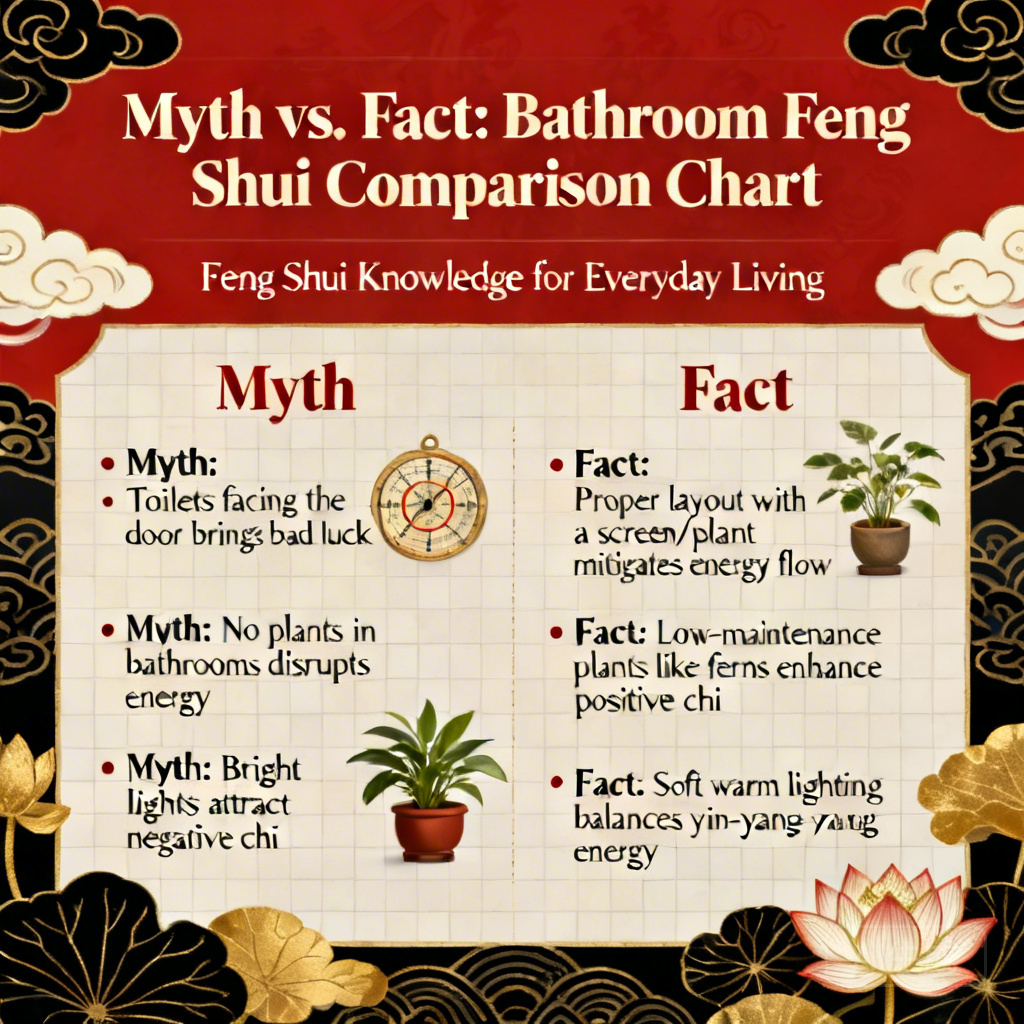 Infographic: Myth vs. Fact bathroom feng shui comparison chart