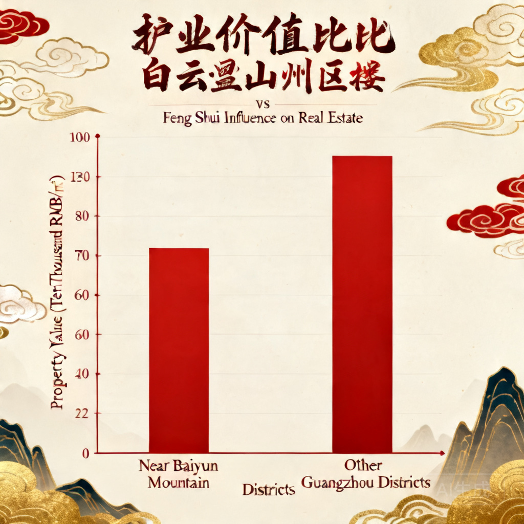 Bar chart comparing property values near Baiyun Mountain vs other Guangzhou districts