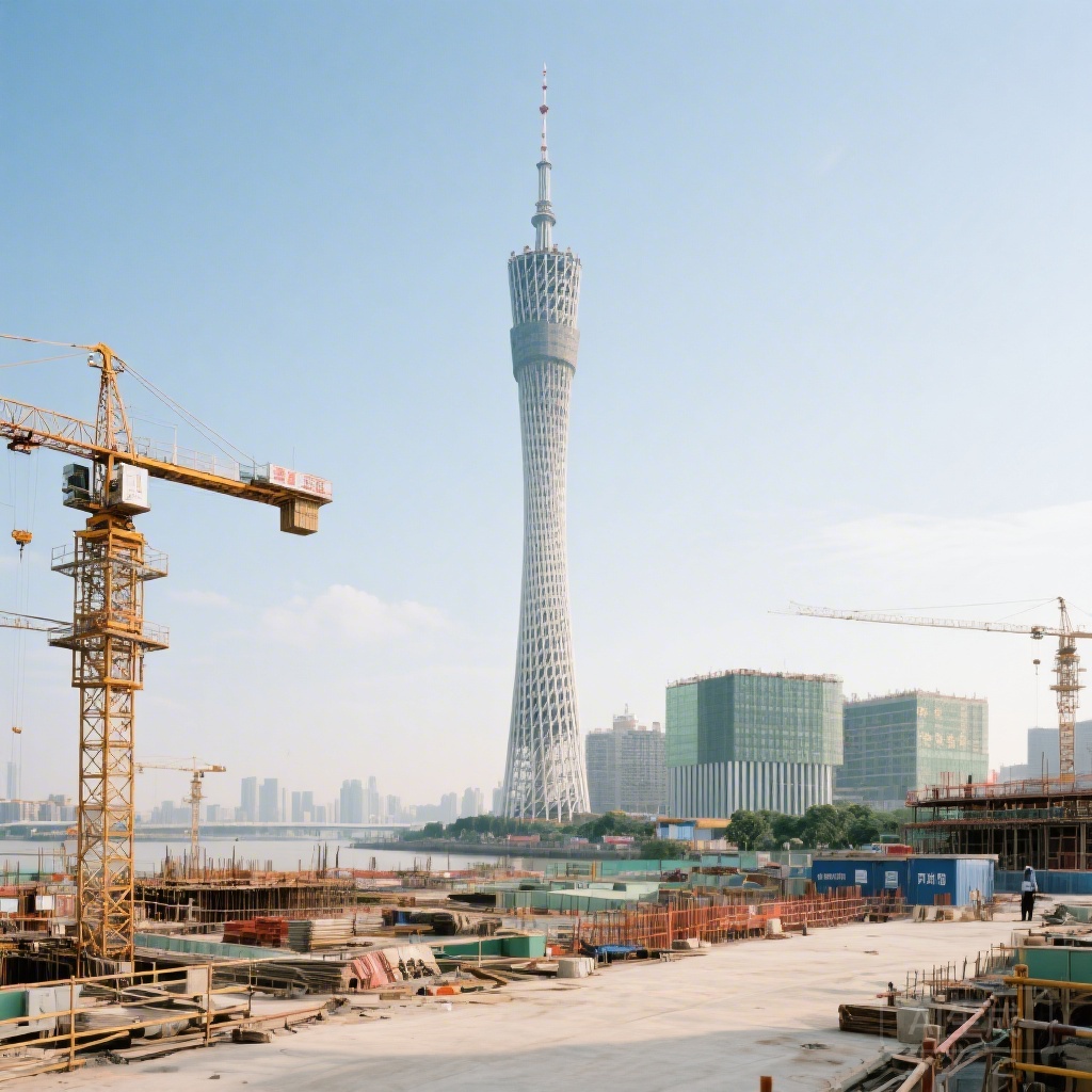 Historical photo: Canton Tower construction site circa 2008