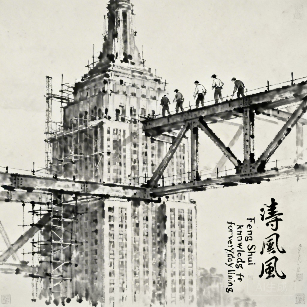 1931 black and white historical photo of the Empire State Building under construction, with iron workers positioned on the upper steel framing