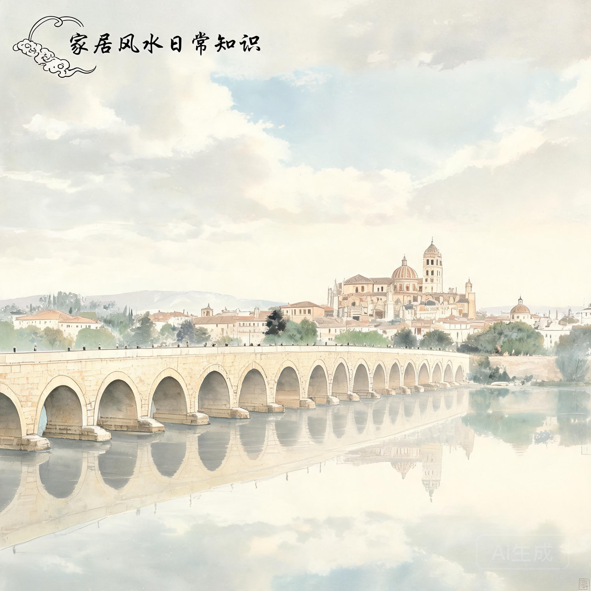 羅馬橋16座石拱橫跨瓜達爾基維爾河的側景,北岸背景處可見清真寺主教座堂
