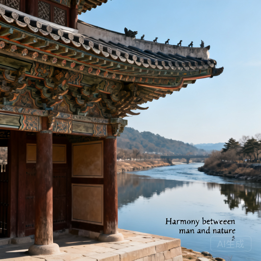 Close-up shot of Kaesong Namdae Gate, with the southern Ryesong River visible in the background
