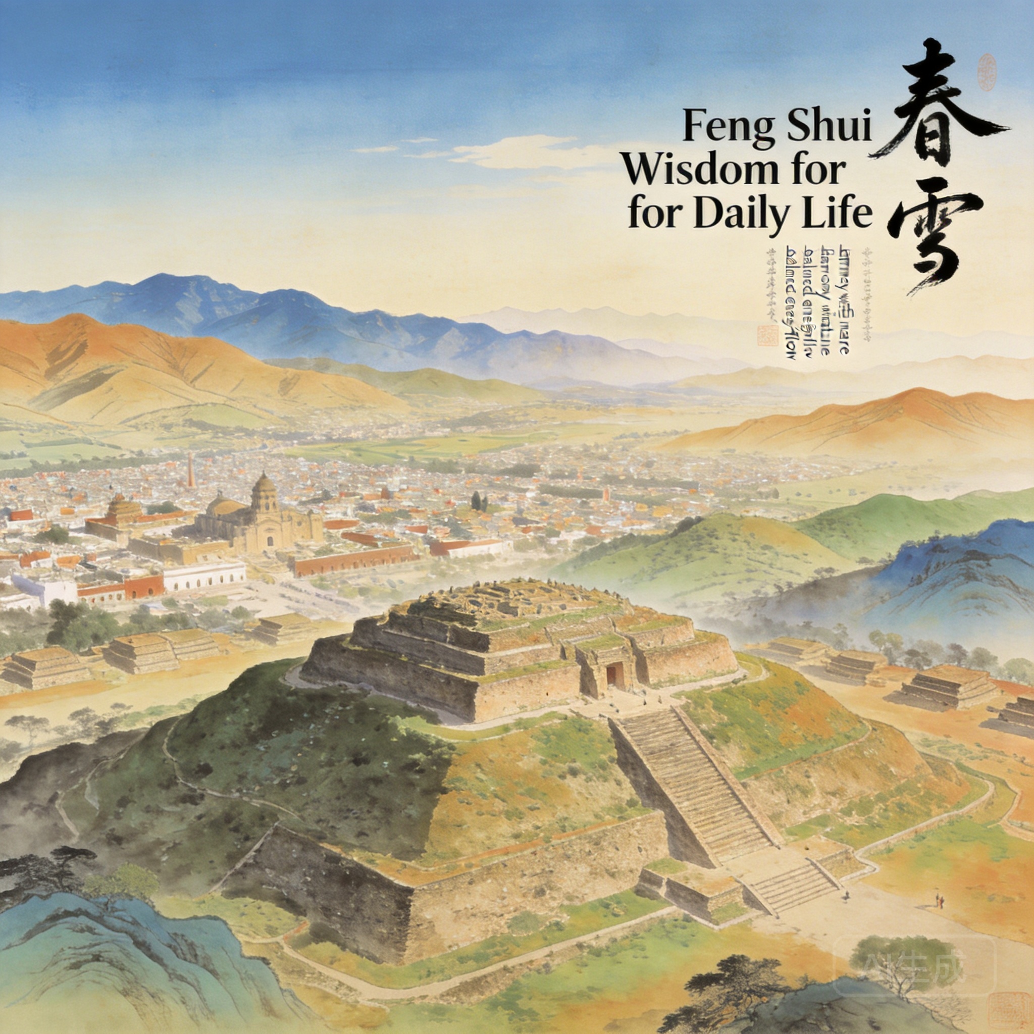 蒙特阿爾班山頂俯瞰瓦哈卡山谷的空拍全景,晴朗時可看見遠方的瓦哈卡歷史中心