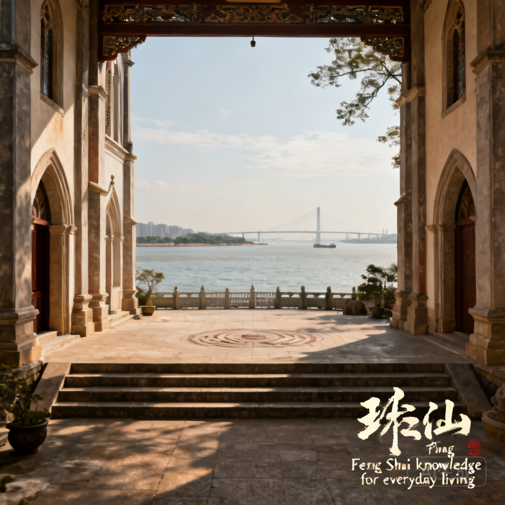 Photo: View from the church’s front steps looking south towards the Pearl River estuary