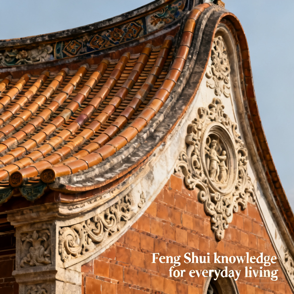 Close-up photo: Detail of the church’s curved Chinese glazed roof tiles and baroque stone carvings, highlighting cross-cultural design