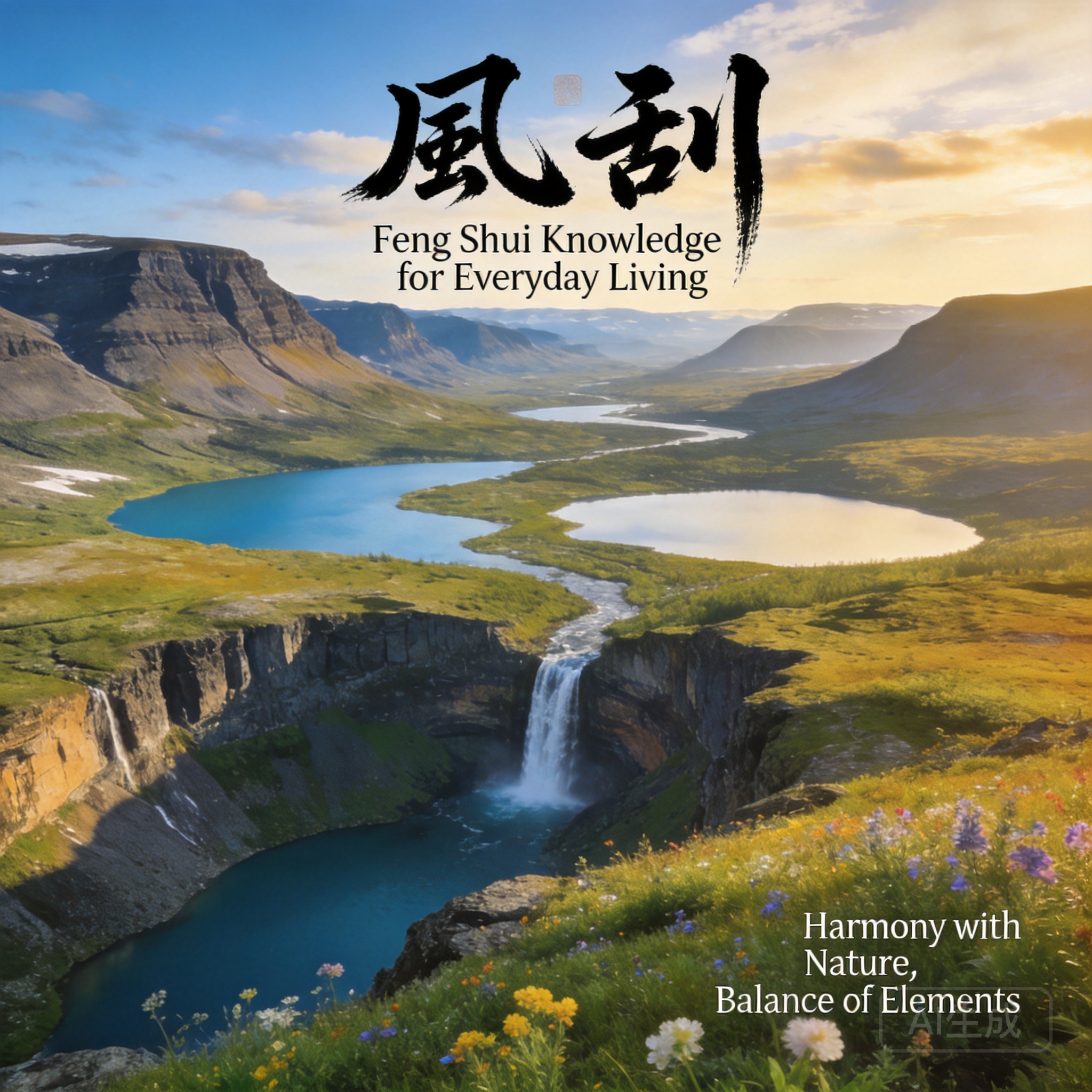 空拍廣角鏡頭下的普托拉納高原，平頂玄武岩山峰被冰蝕湖與峽谷瀑布縱橫交錯，拍攝於短暫的北極夏季，此時凍原上點綴著滿山野花